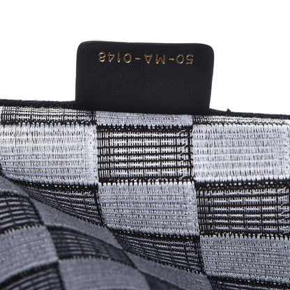Christian Dior Canvas Embroidered Checkered Book Tote Black White 7 of 9