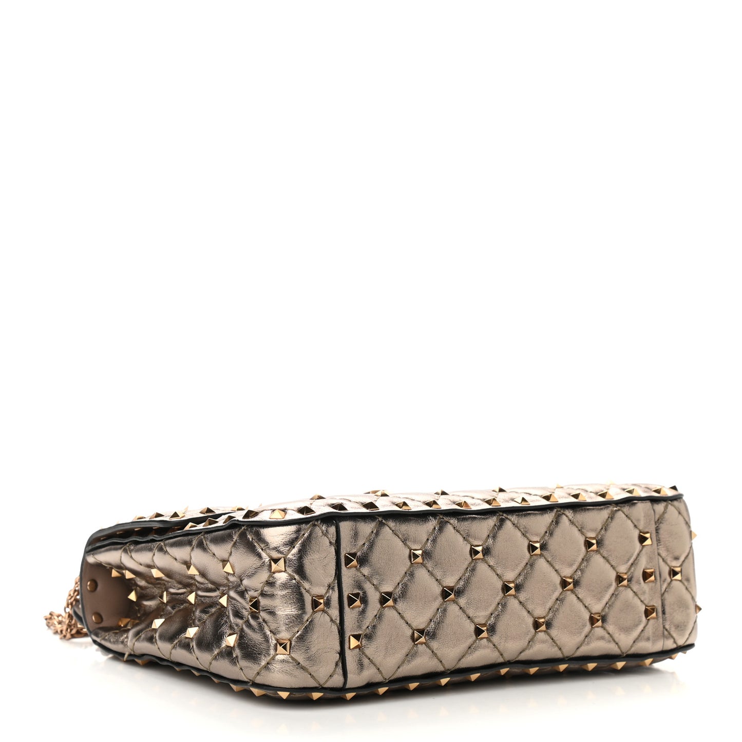 Metallic Lambskin Medium Rockstud Spike Shoulder Bag Sasso