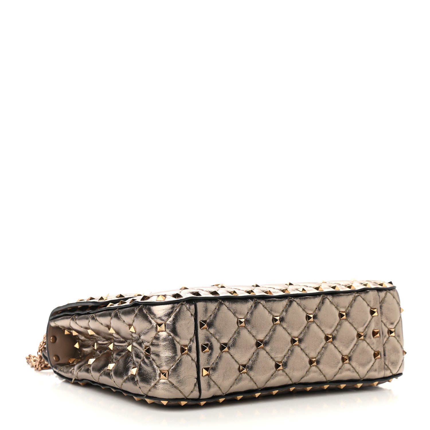 Valentino Garavani Metallic Lambskin Medium Rockstud Spike Shoulder Bag Sasso 4 of 8