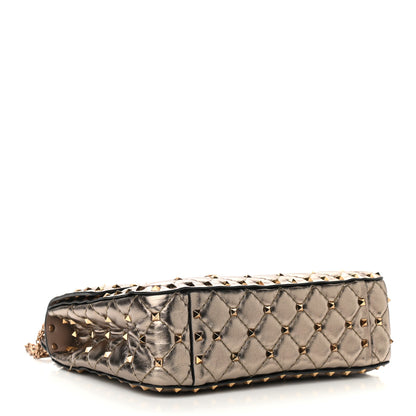 Valentino Garavani Metallic Lambskin Medium Rockstud Spike Shoulder Bag Sasso 4 of 8