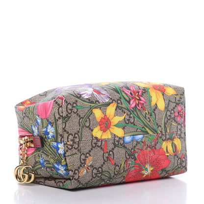 Gucci Soft GG Supreme Monogram Flora Calfskin Medium Ophidia Cosmetic Case Beige Ebony Multicolor Rosso 4 of 10