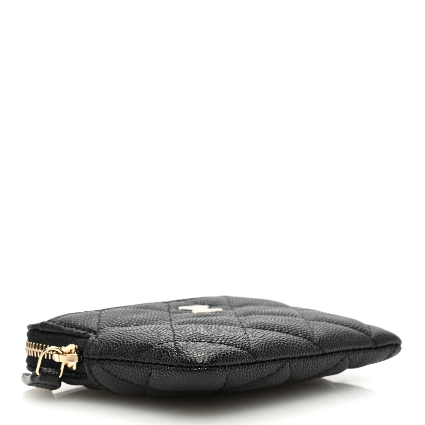 Caviar Quilted Zip Card Holder Wallet Black
