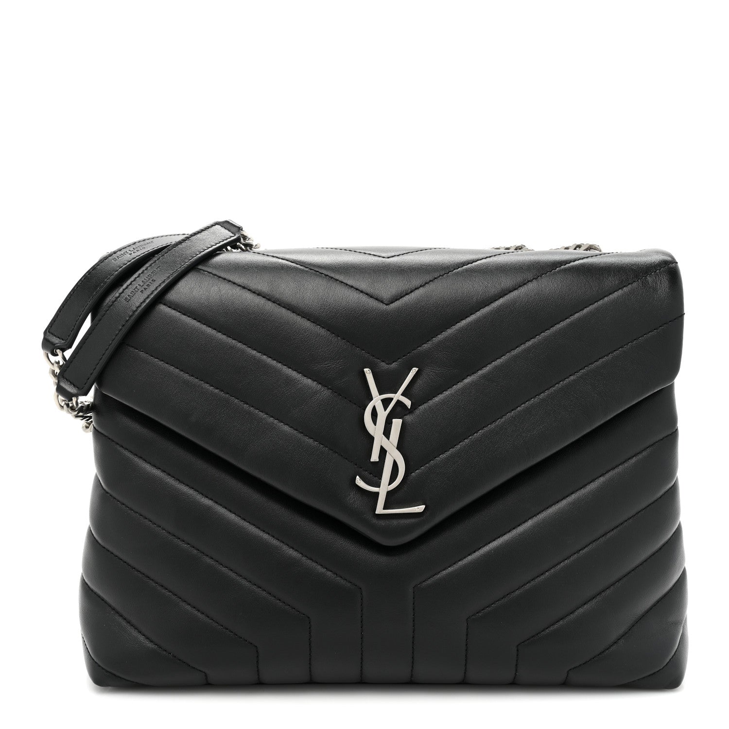 Saint Laurent Calfskin Y Quilted Monogram Medium Loulou Chain Satchel Black 1 of 13