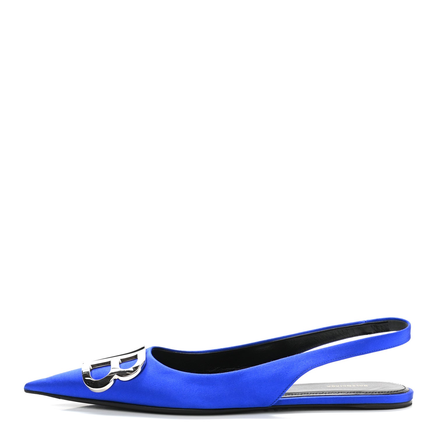 Balenciaga Satin BB Knife Pointy Toe Slingback Flats 36.5 Bleu 1 of 8