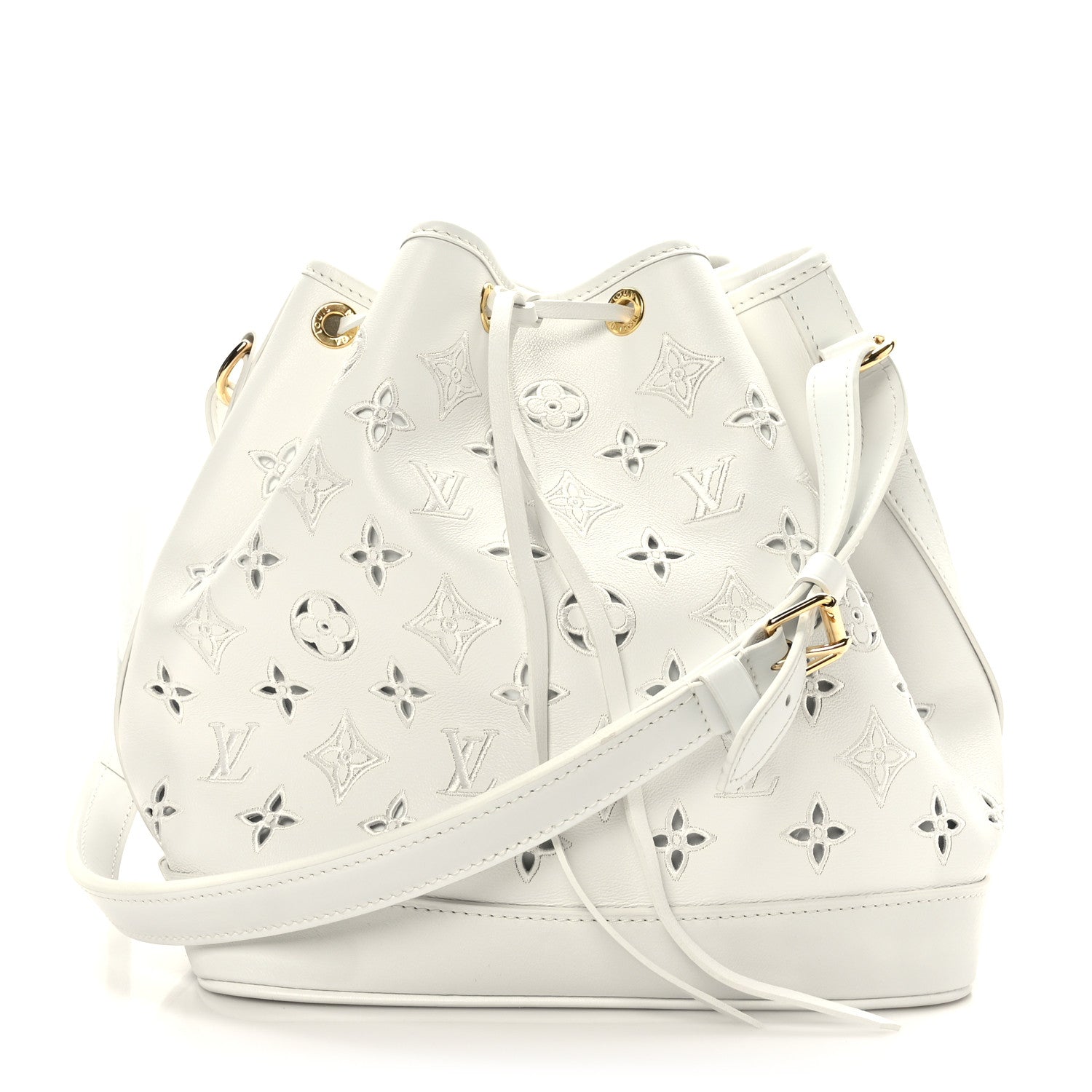Louis Vuitton Calfskin Monogram Cutout Petit Noe White 1 of 10