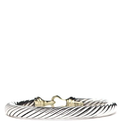 David Yurman Sterling Silver 14K Yellow Gold 7mm Cable Classic Buckle Bracelet 3 of 6