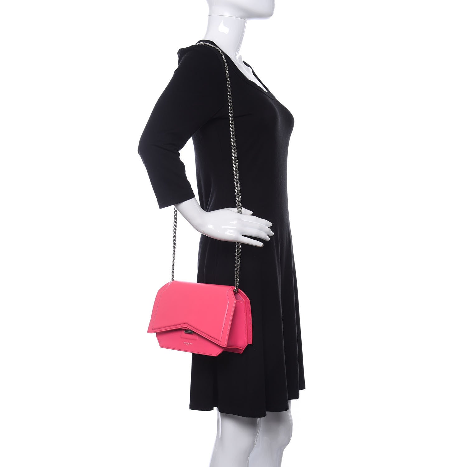 Givenchy Calfskin Bow Cut Chain Wallet Fuchsia 2 of 9