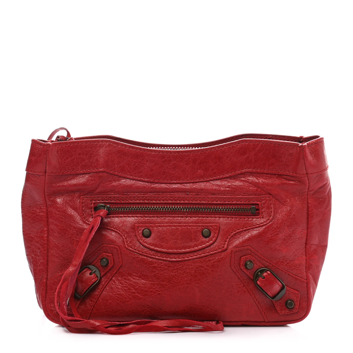 Chevre Classic Hardware Porte Toilette Makeup Clutch True Red