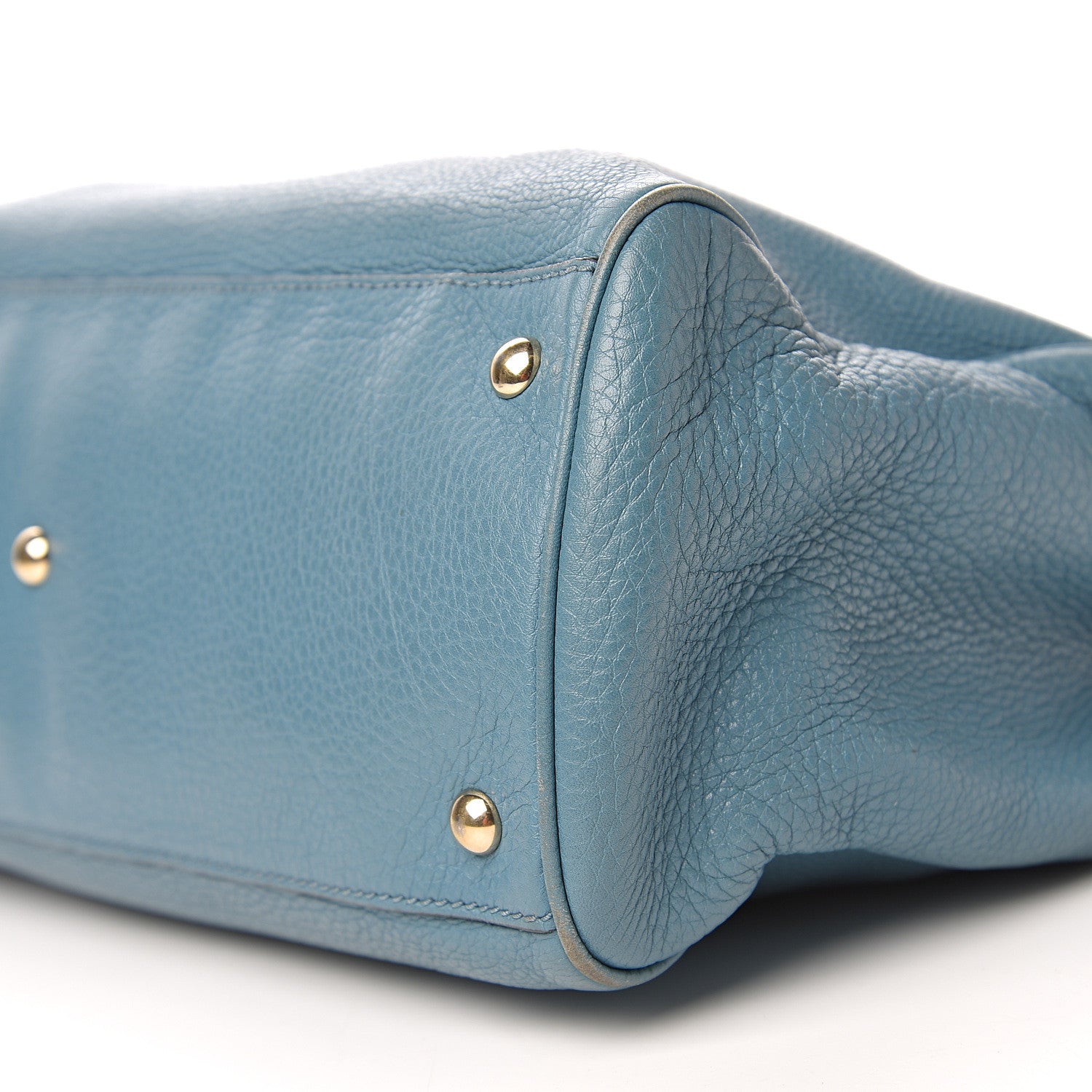 Gucci Pebbled Calfskin Medium Bamboo Shopper Tote Light Blue 13 of 15