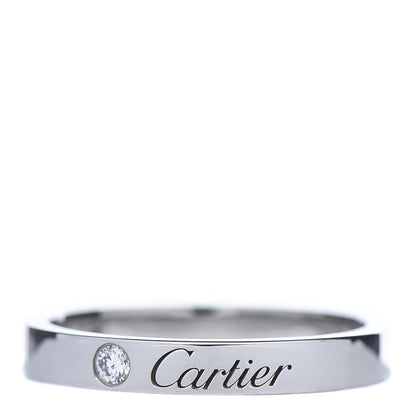 Cartier Platinum Diamond 3mm C De Wedding Band Ring 55 7.25 1 of 5
