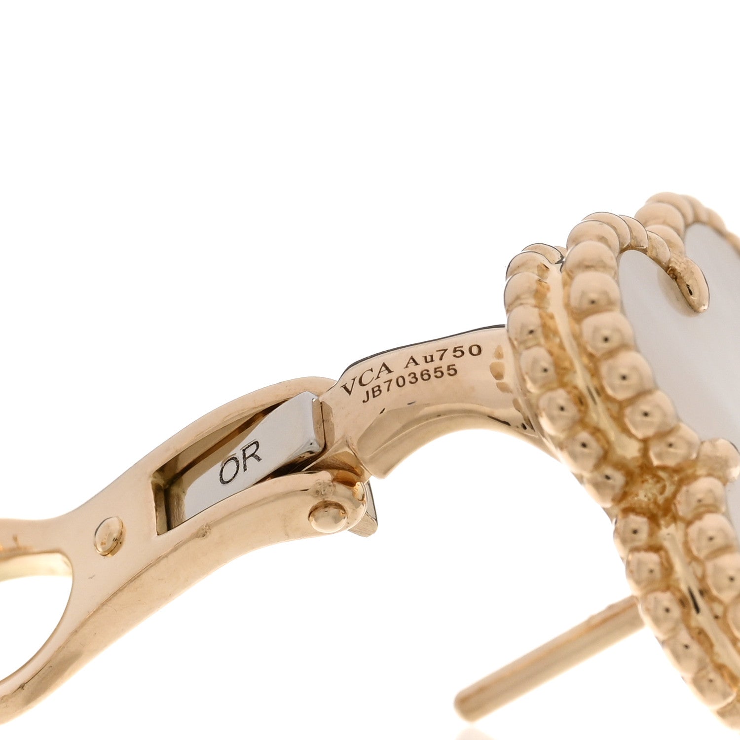 Van Cleef & Arpels VAN CLEEF & ARPELS 18K Yellow Gold Mother of Pearl Vintage Alhambra Earrings 4 of 5