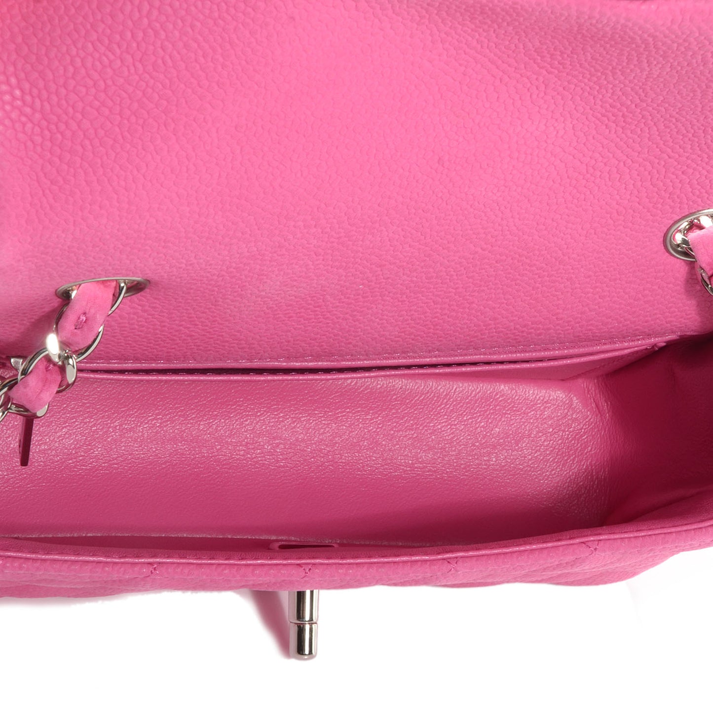 Iridescent Caviar Quilted Mini Flap Pink