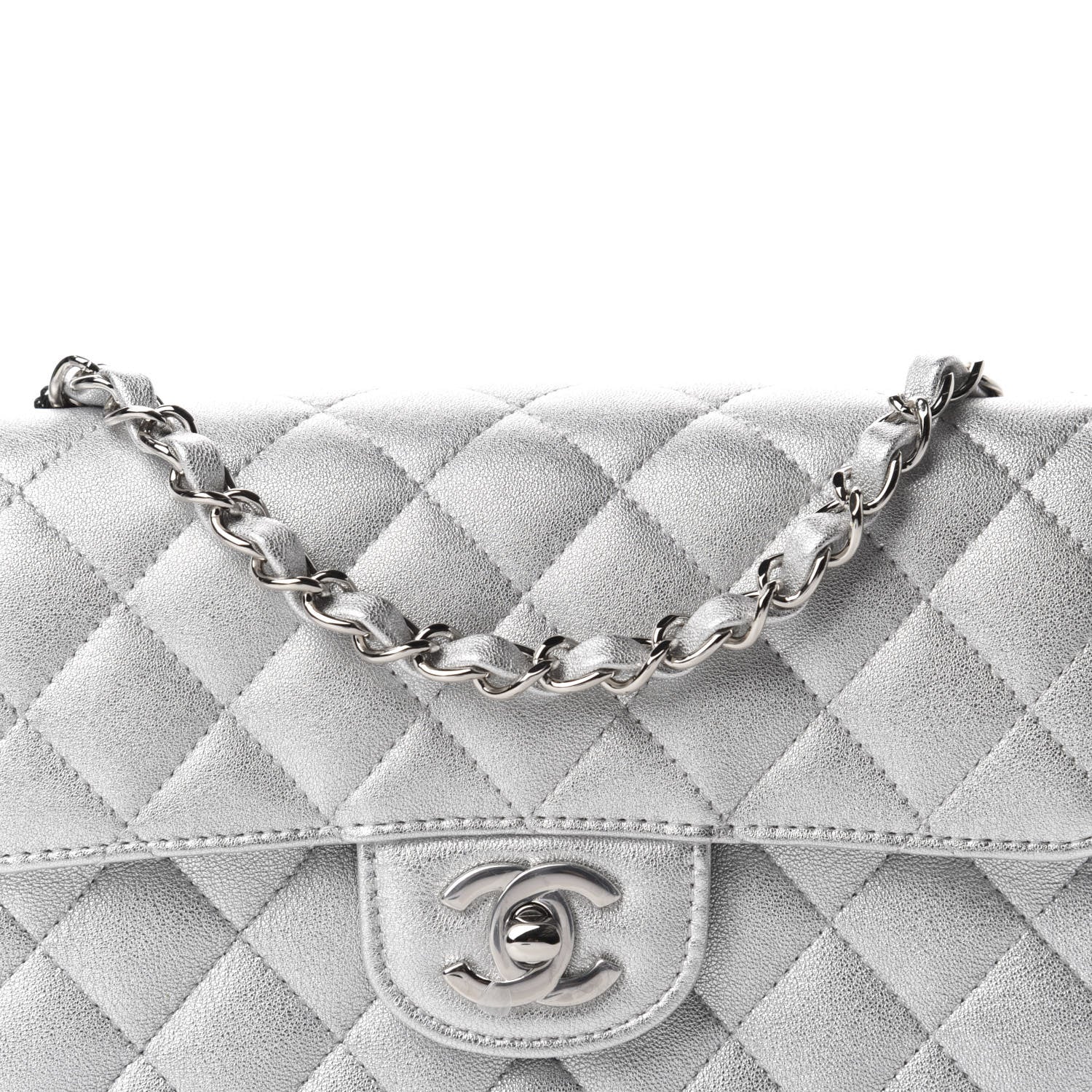 Chanel Metallic Lambskin Quilted Mini Rectangular Flap Silver 10 of 11