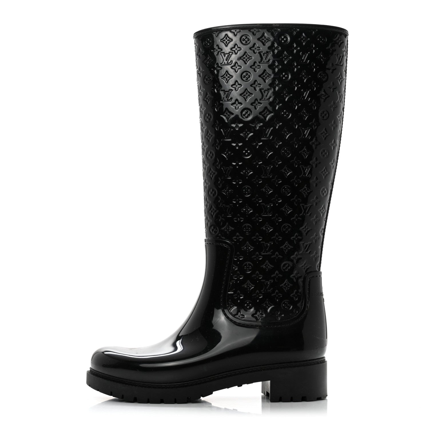 Louis Vuitton Rubber Embossed Monogram Splash Rain Boots 38 Black 1 of 7