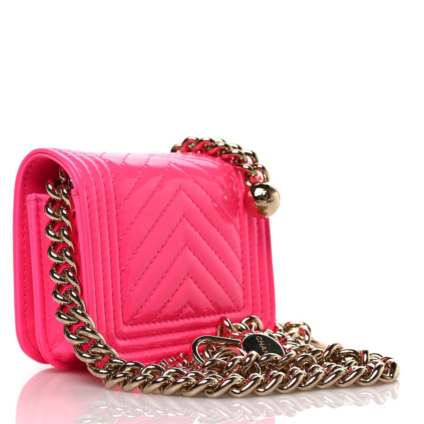 Patent Chevron Boy Flap Waist Belt Bag Pink
