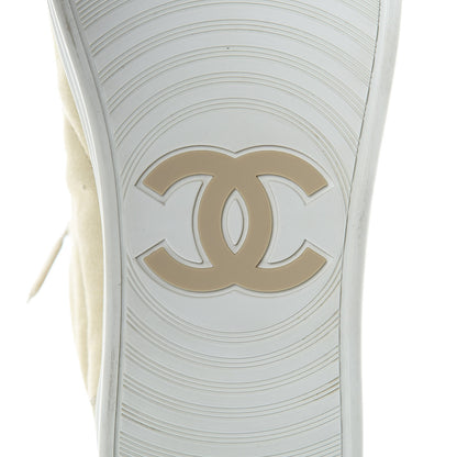 Chanel Toile Suede Calfskin CC High Top Sneakers 37 Beige White 7 of 11