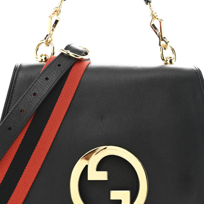 Gucci Roxy Calfskin Web Medium Studded Blondie Shoulder Flap Bag Black 8 of 10