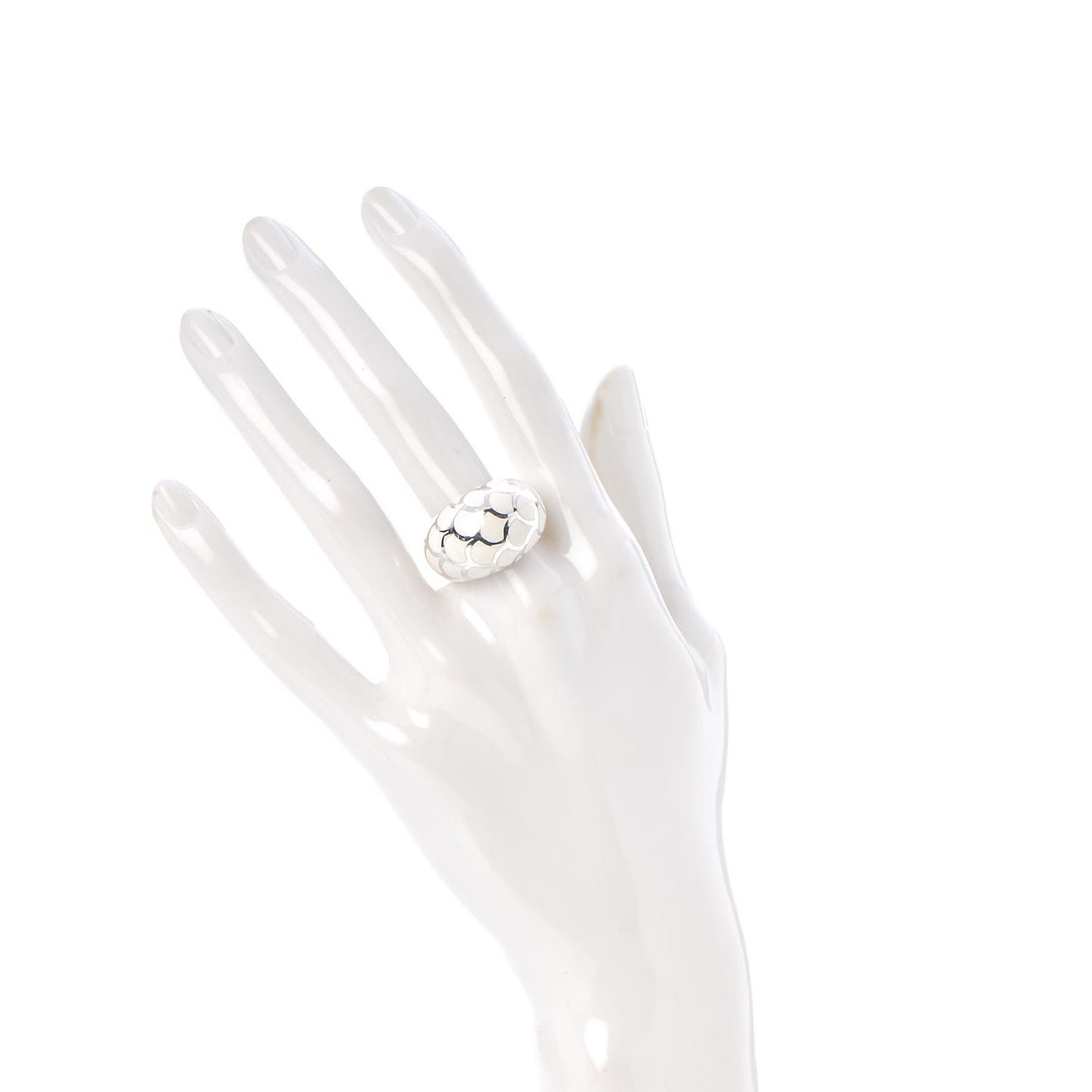Sterling Silver White Enamel 16mm Naga Dome Ring 55.7 7.5