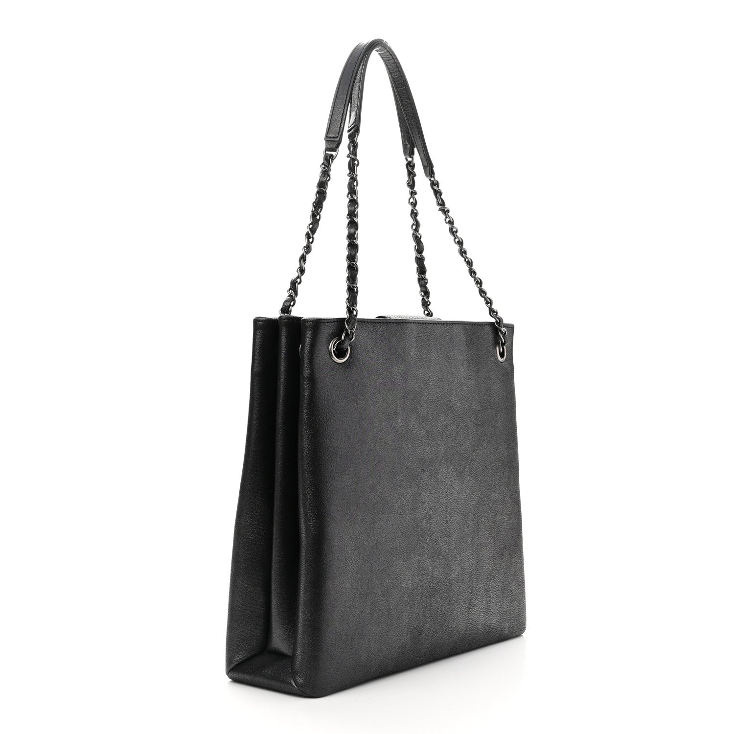 Chanel Iridescent Calfskin CC Large North South Shopping Tote Black 3 of 10