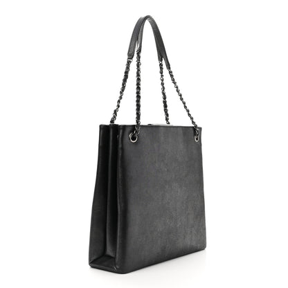 Chanel Iridescent Calfskin CC Large North South Shopping Tote Black 3 of 10