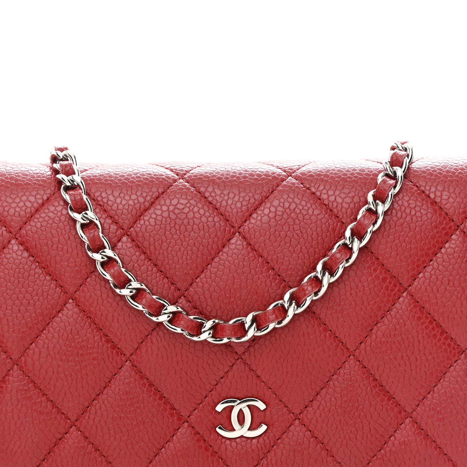 Chanel Caviar Quilted Wallet on Chain WOC Red 9 of 11