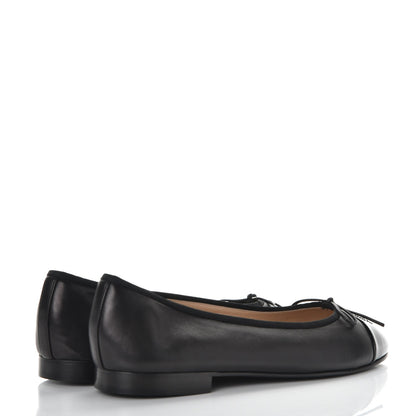 Chanel Lambskin Patent Cap Toe Ballerina Flats 41 Black 4 of 11