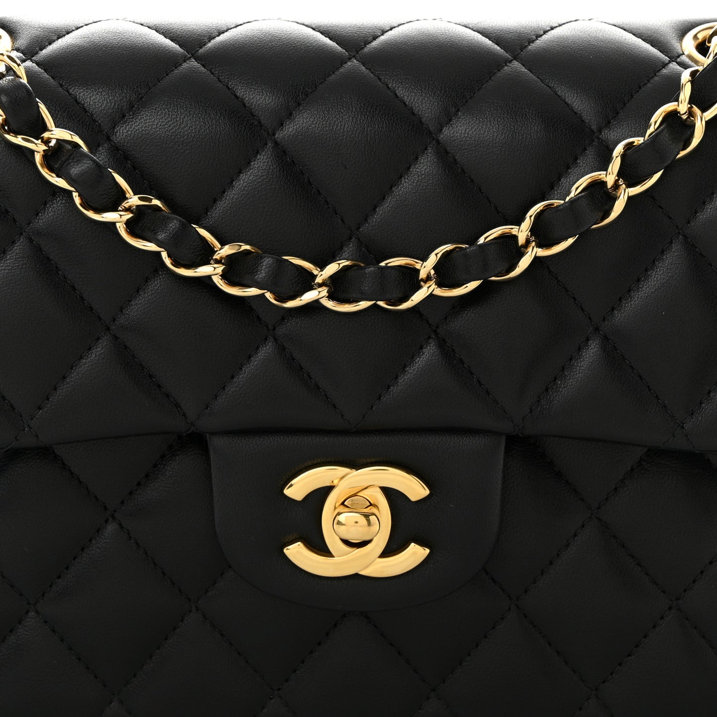 Lambskin Quilted Small Double Flap Black