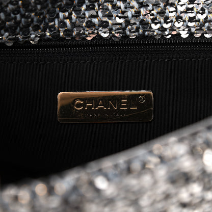 Chanel Sequin Quilted Medium Chanel 19 Flap Silver 6 of 9