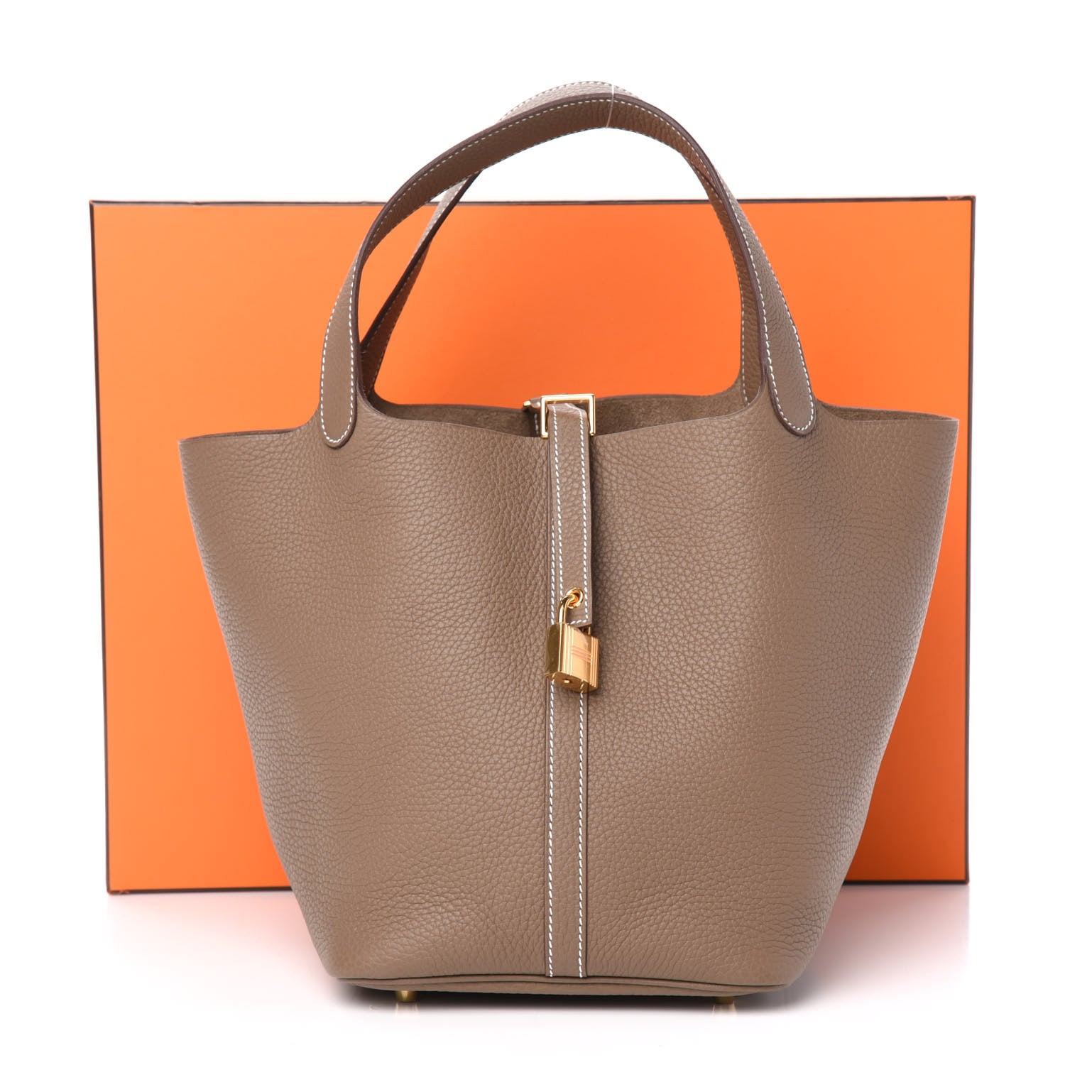Hermes Taurillon Clemence Picotin Lock 22 MM Etoupe 10 of 10