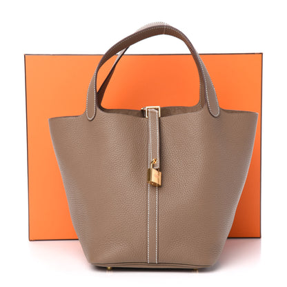 Hermes Taurillon Clemence Picotin Lock 22 MM Etoupe 10 of 10