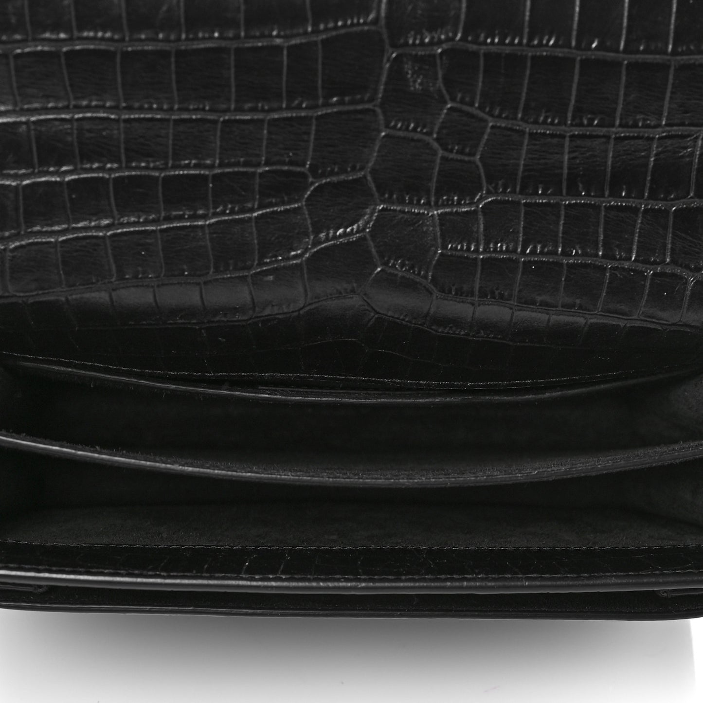 Calfskin Crocodile Embossed Medium Monogram Sunset Black