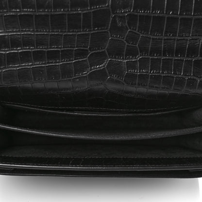 Saint Laurent Calfskin Crocodile Embossed Medium Monogram Sunset Black 5 of 9