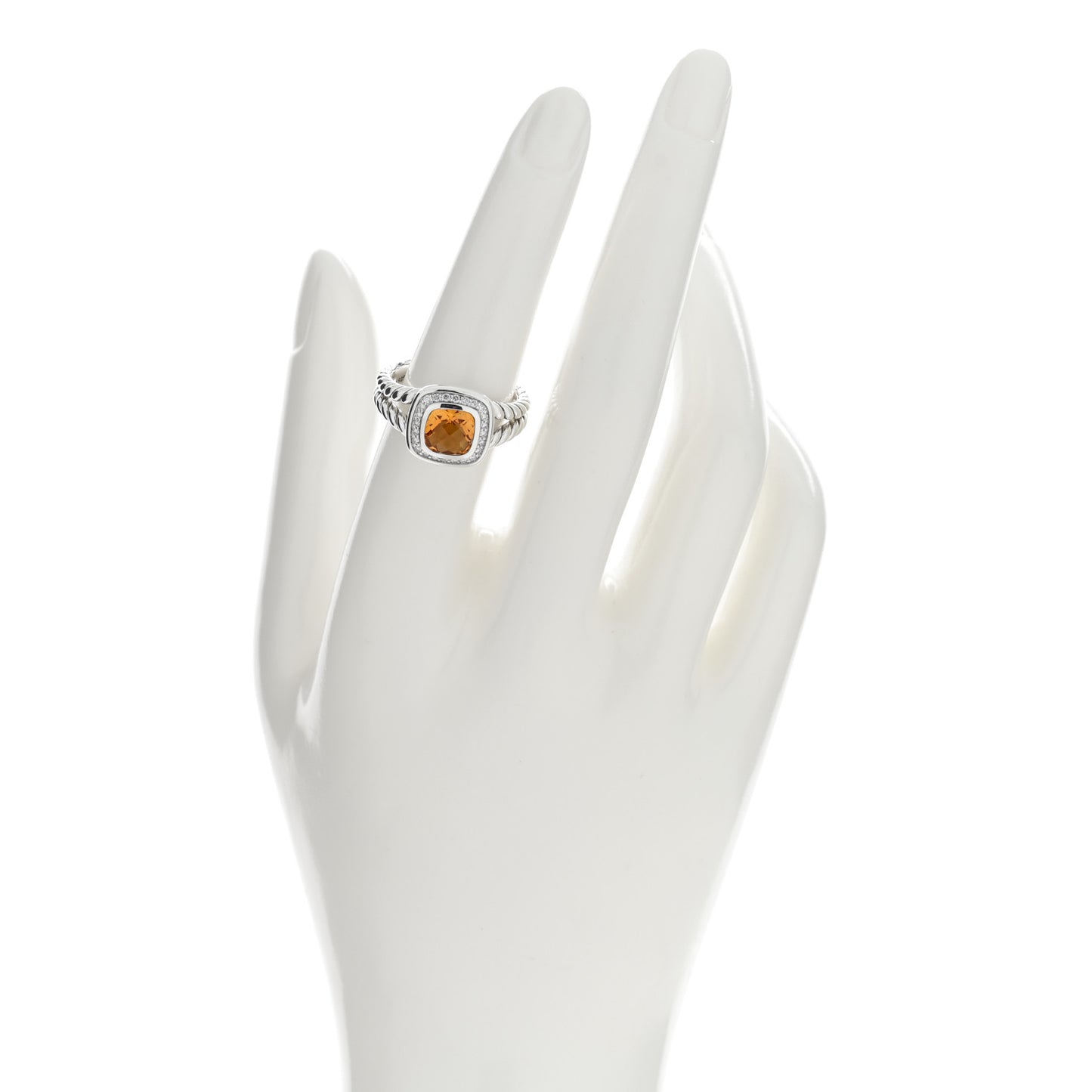 Sterling Silver Diamond Citrine 7mm Petite Albion Ring 54 7