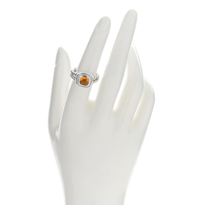 David Yurman Sterling Silver Diamond Citrine 7mm Petite Albion Ring 54 7 2 of 5
