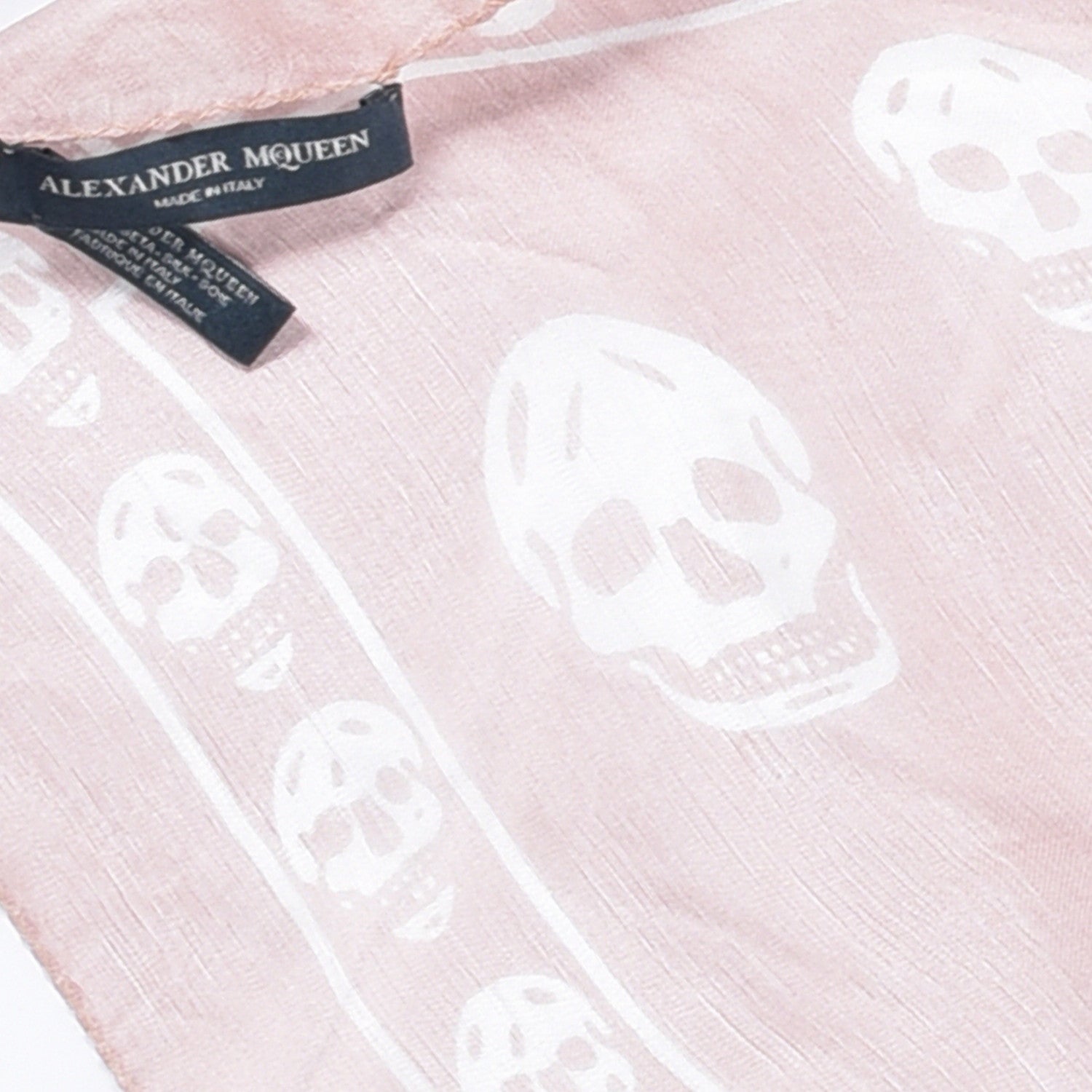 Alexander McQueen Silk Chiffon Skull Scarf Beige Pink 2 of 3