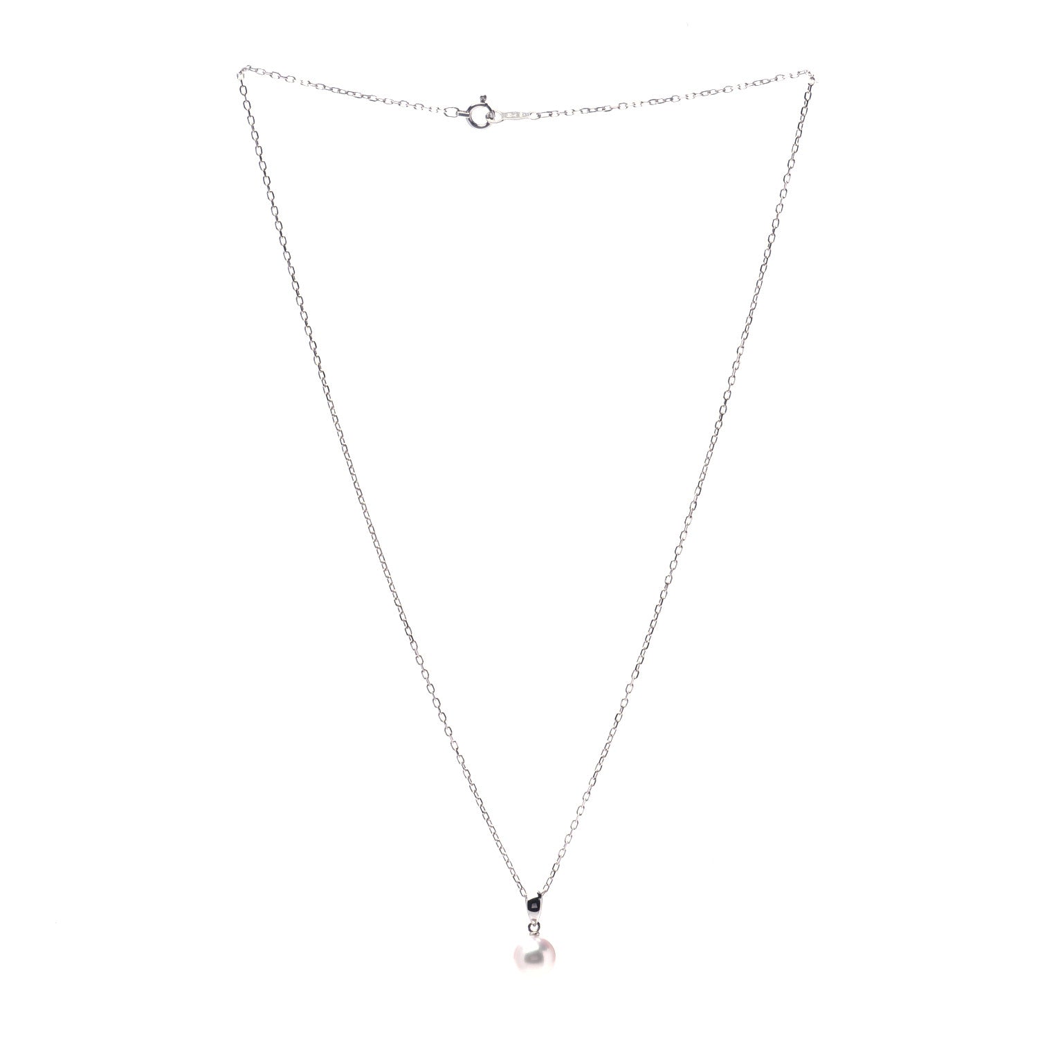 Mikimoto 18K White Gold Akoya Pearl 7.5mm Drop Pendant Necklace 3 of 7