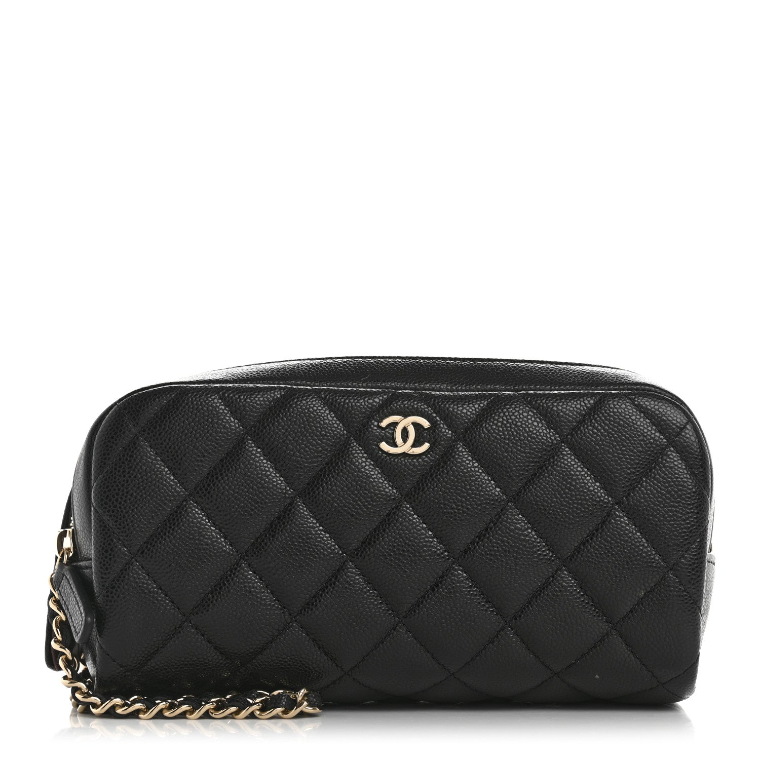 Chanel Caviar Quilted Double Zip Pouch Cosmetic Case Black 1 of 9