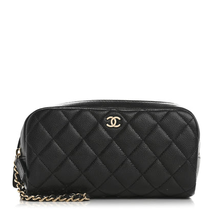Chanel Caviar Quilted Double Zip Pouch Cosmetic Case Black 1 of 9