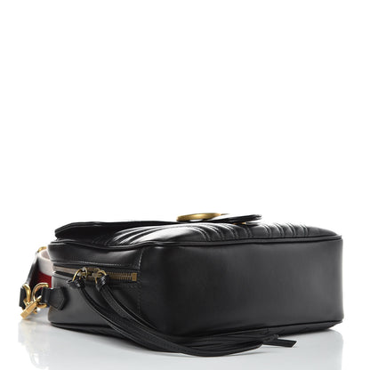 Gucci Calfskin Matelasse Sylvie Web Small GG Marmont Top Handle Shoulder Bag Black 4 of 10