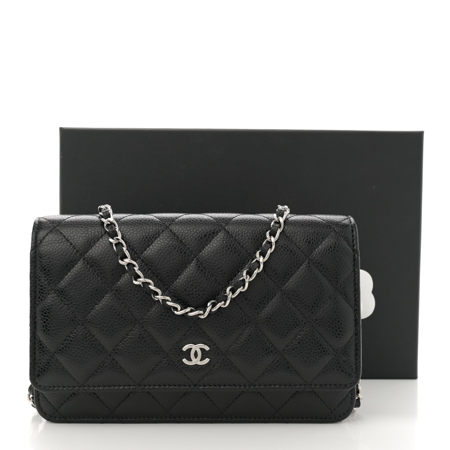 Caviar Quilted Wallet on Chain WOC Black