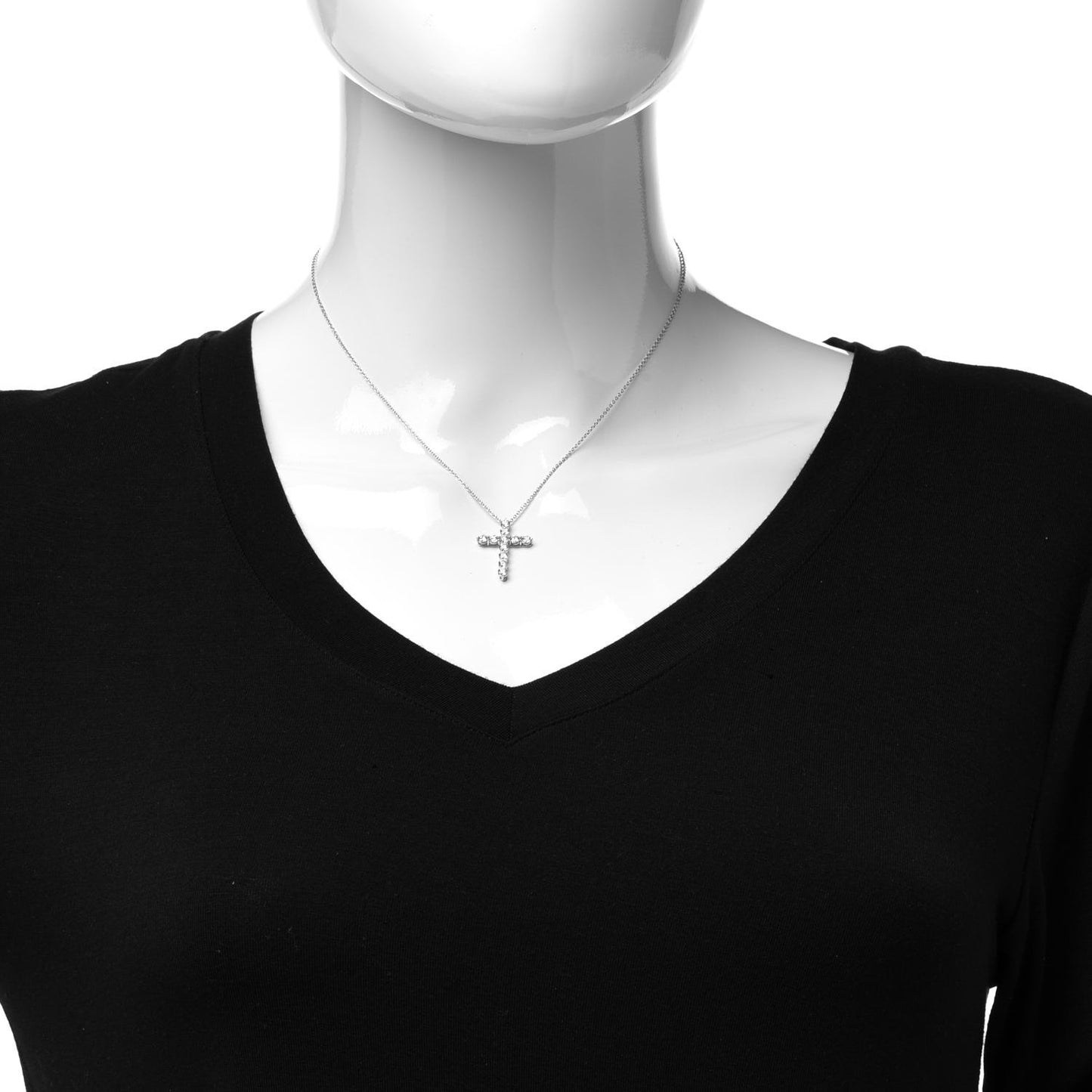 Platinum Diamond Medium Cross Pendant Necklace