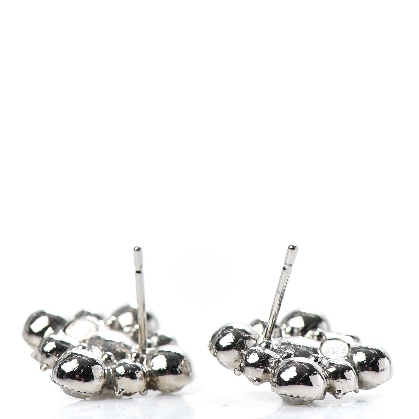 Crystal CC Flower Earrings Silver