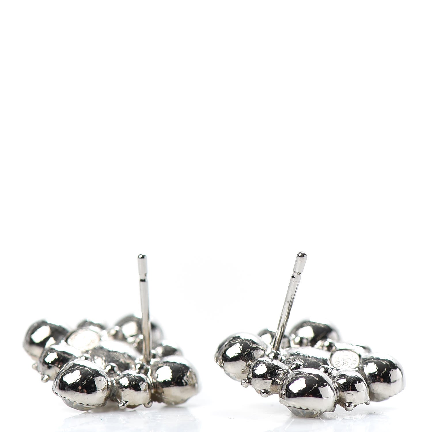 Chanel Crystal CC Flower Earrings Silver 3 of 4