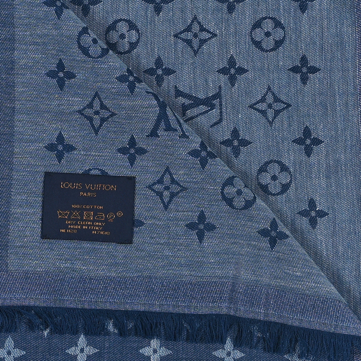 Cotton Monogram Essential Stole Blue