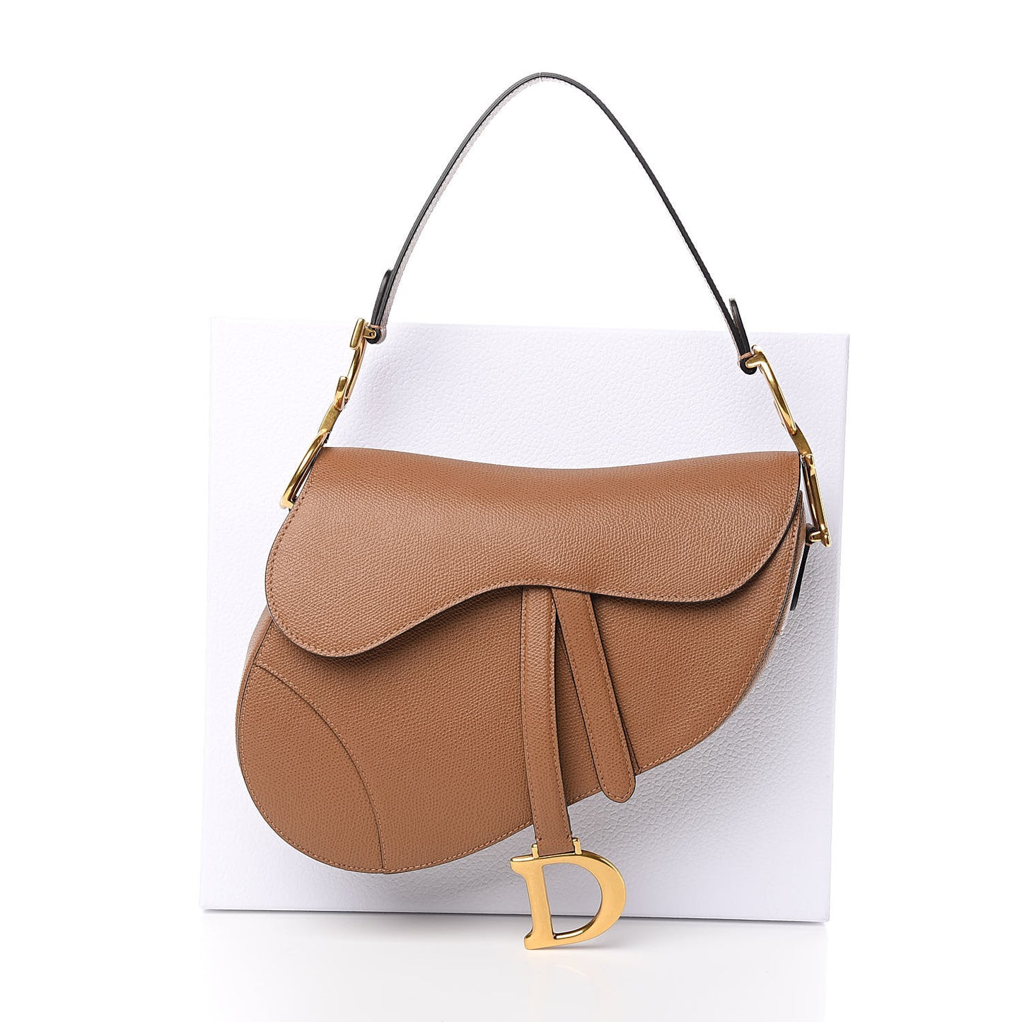 Grained Calfskin Saddle Bag Camello