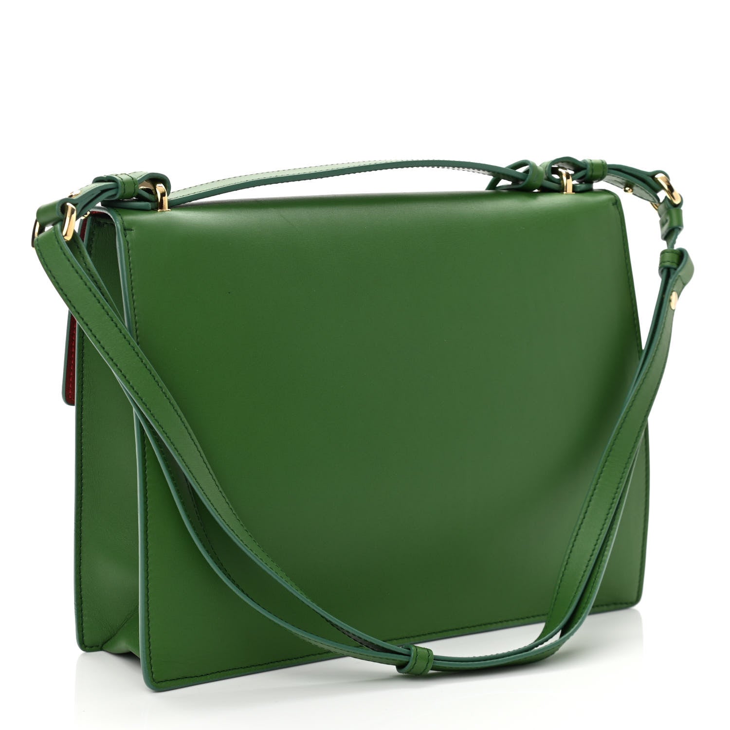 Salvatore Ferragamo Calfskin Gancio Lock Satchel Green 2 of 8