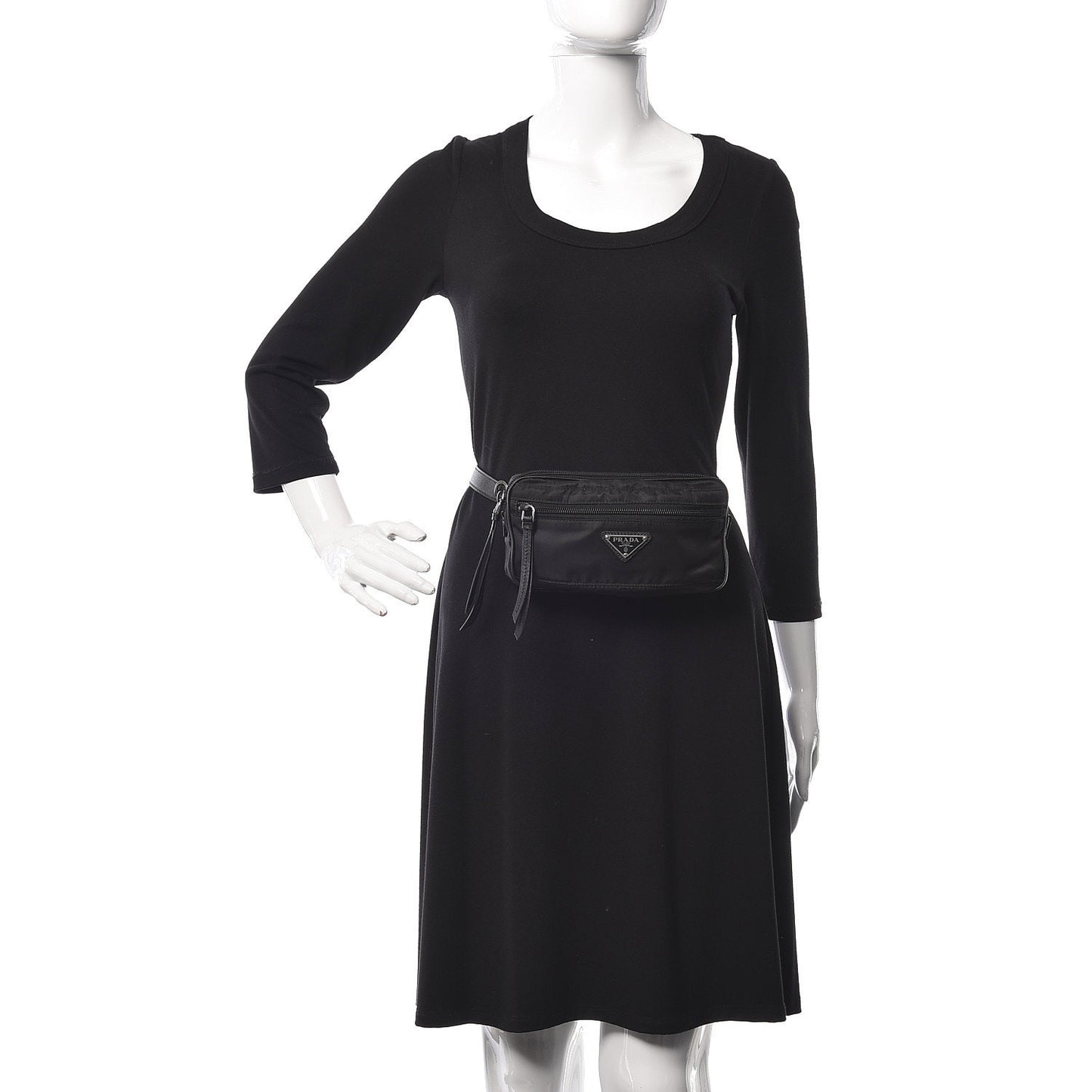 Re-Nylon Saffiano Belt Bag L Black