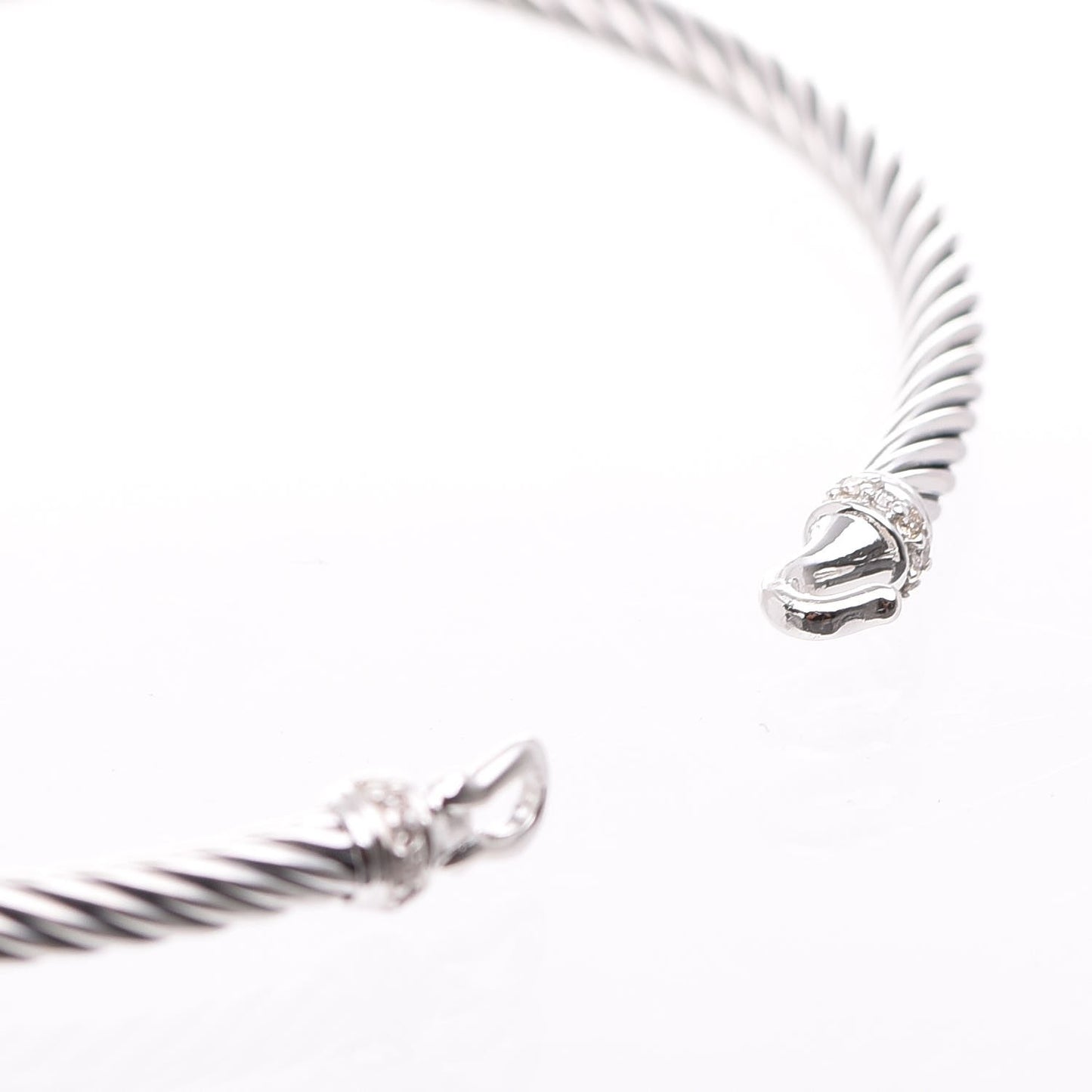 Sterling Silver Diamond 3mm Cable Buckle Bracelet