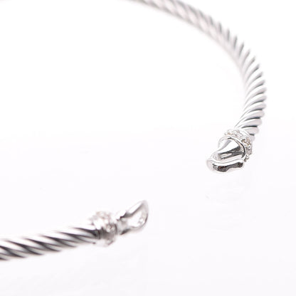 David Yurman Sterling Silver Diamond 3mm Cable Buckle Bracelet 4 of 5