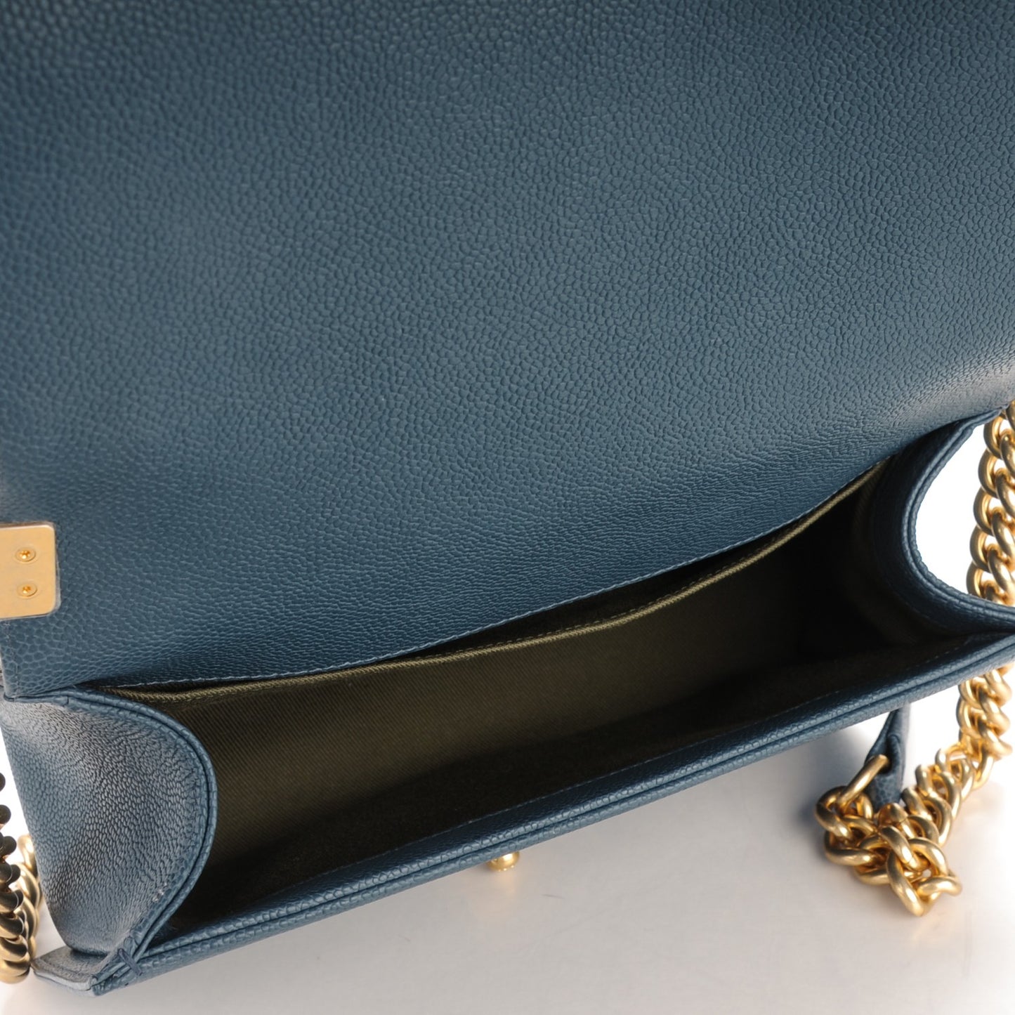 Caviar Quilted Medium Boy Flap Dark Blue